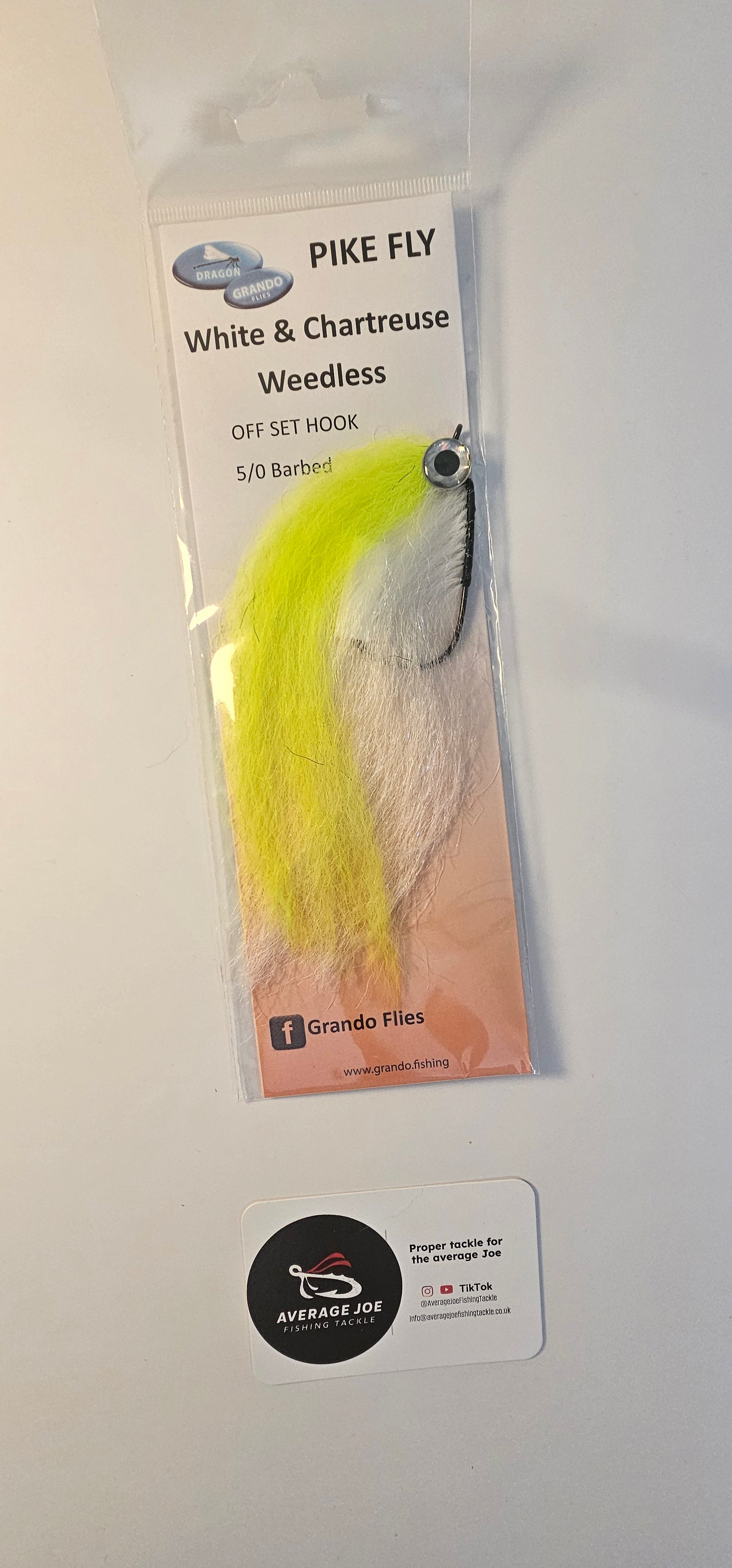 Grando Weedless Baitfish Pike Flies White/Chartreuse
