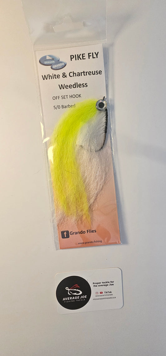 Grando Weedless Baitfish Pike Flies White/Chartreuse