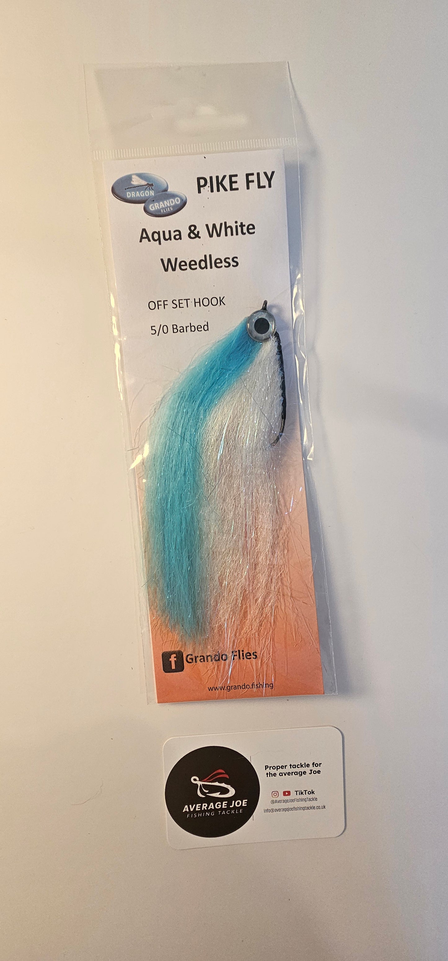 Grando Weedless Baitfish Pike flies White/Aqua