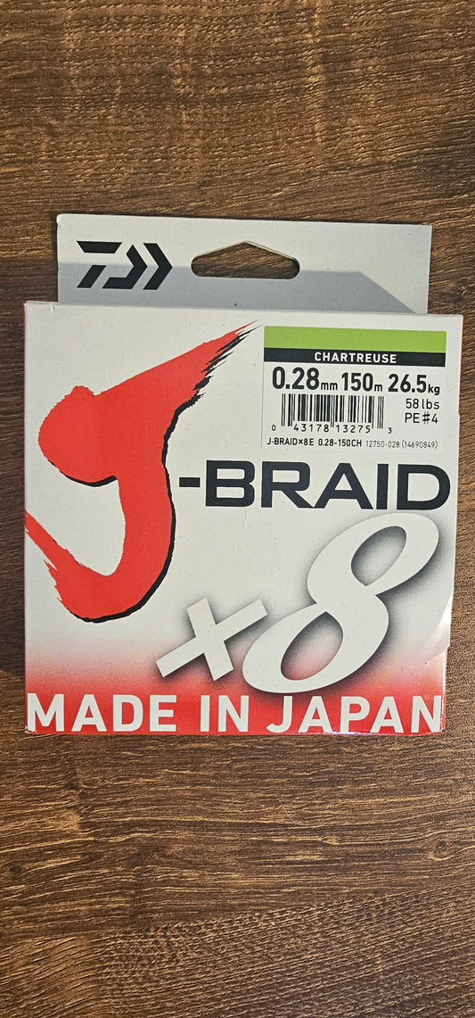 Daiwa J-Braid X8 Chartreuse - 150m